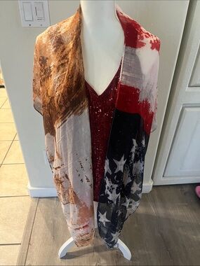 Lightweight Patriotic Print Women's kimonos - Red, White, Blue, Brown NWT